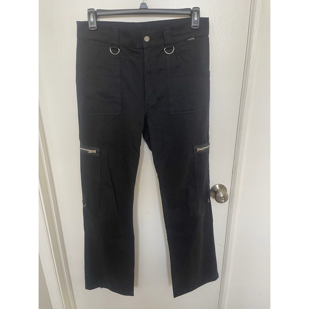 Vintage Serious Clothing Bondage Pants Mens 32 Black Goth Punk Y2K D-Ring Zip